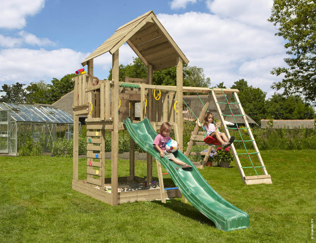 Jungle Palace | Wooden climbing frame with swing & climbing net