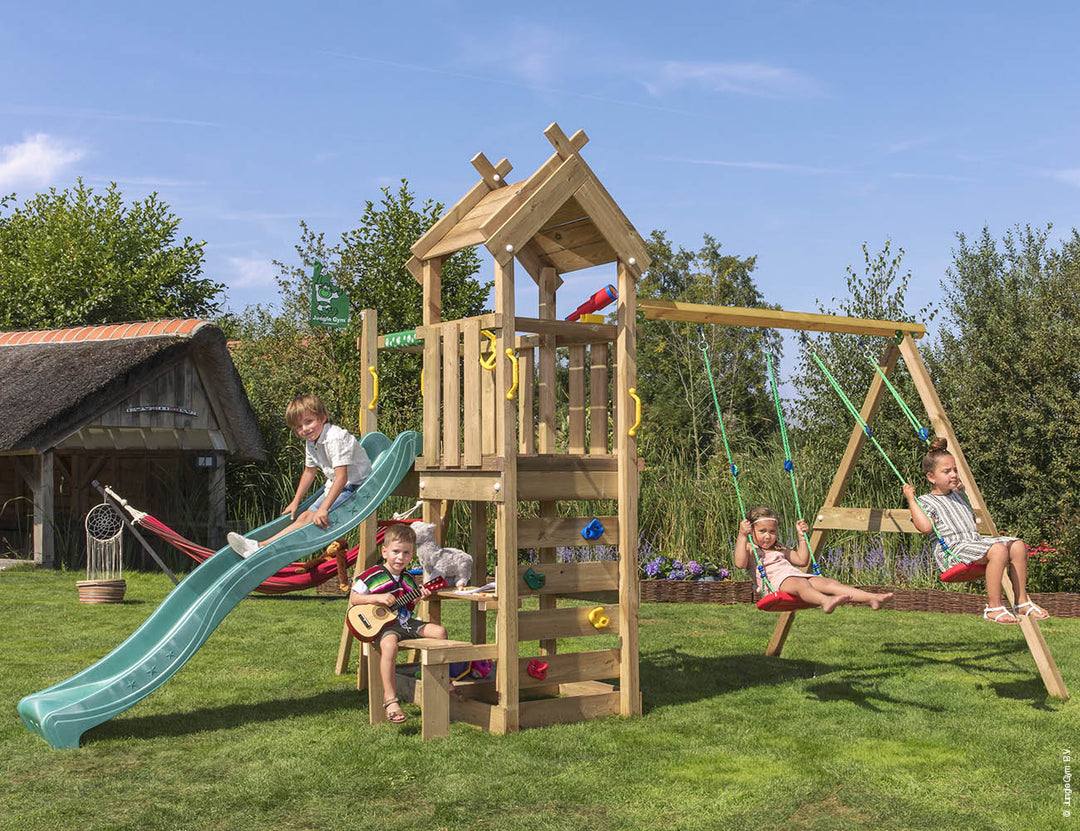 Jungle Teepee | Wooden climbing frame with double swing