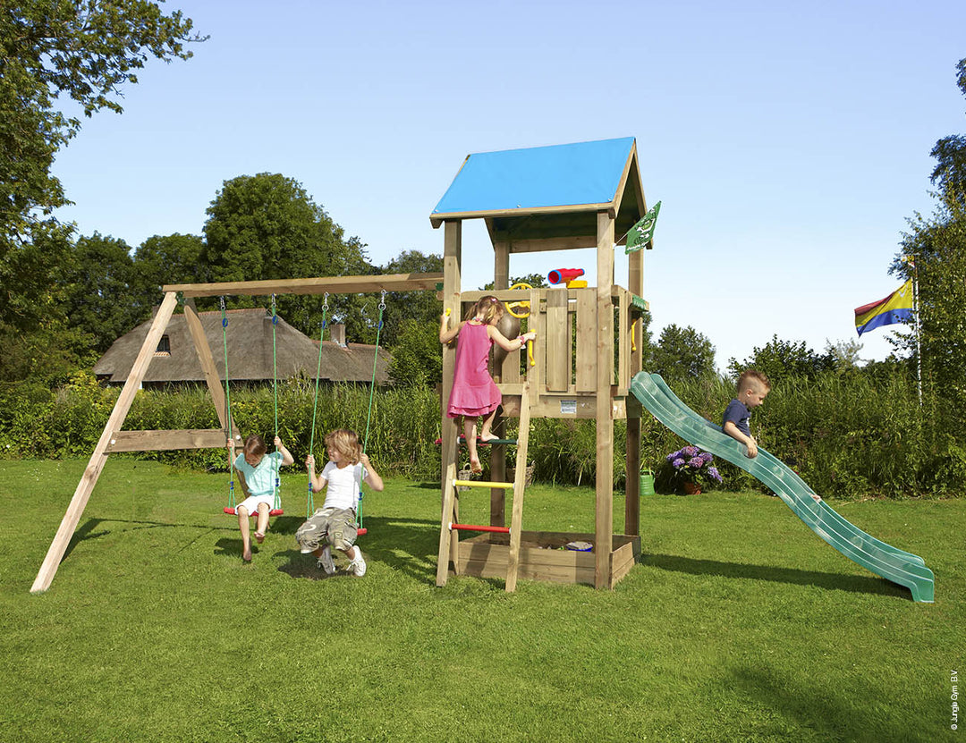 Jungle Castle | Wooden climbing frame with double swing