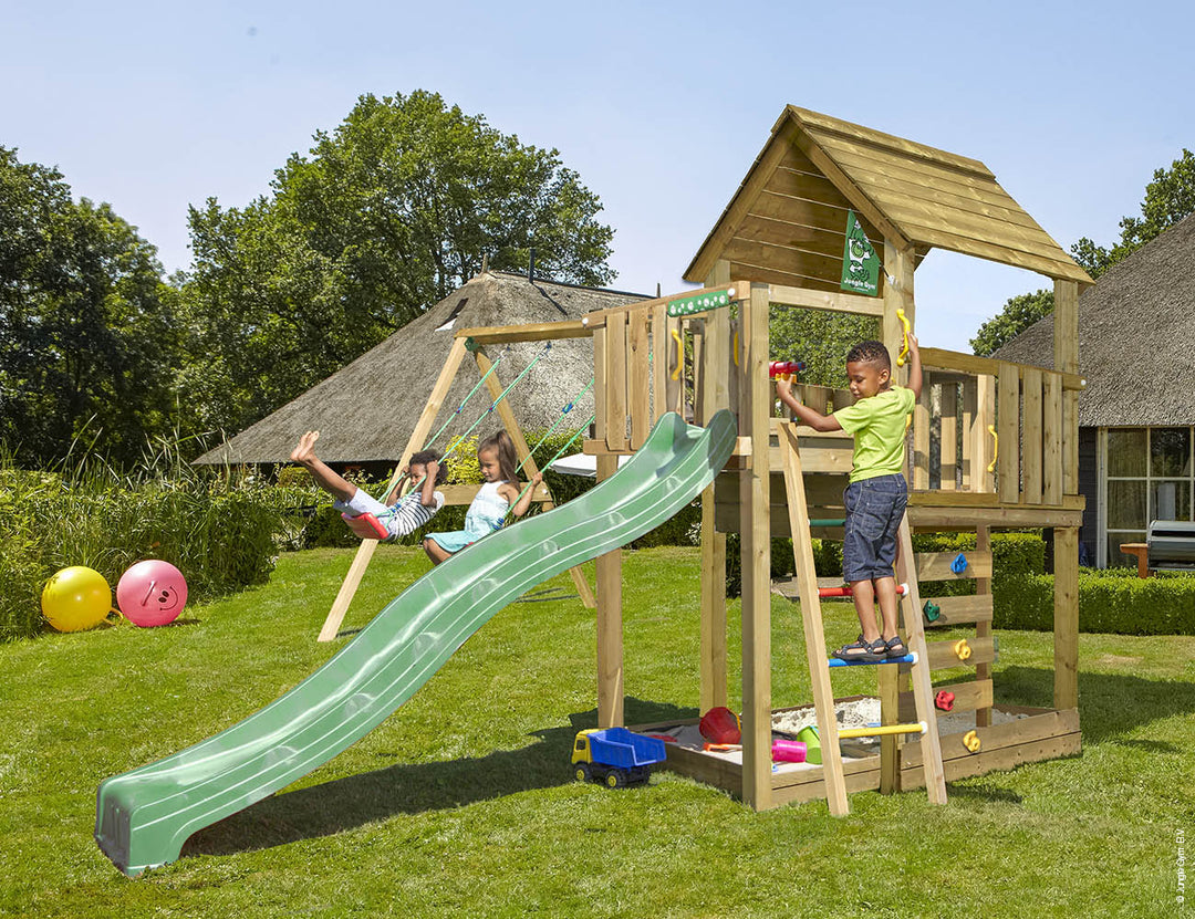 Jungle Cubby | Wooden climbing frame with double swing