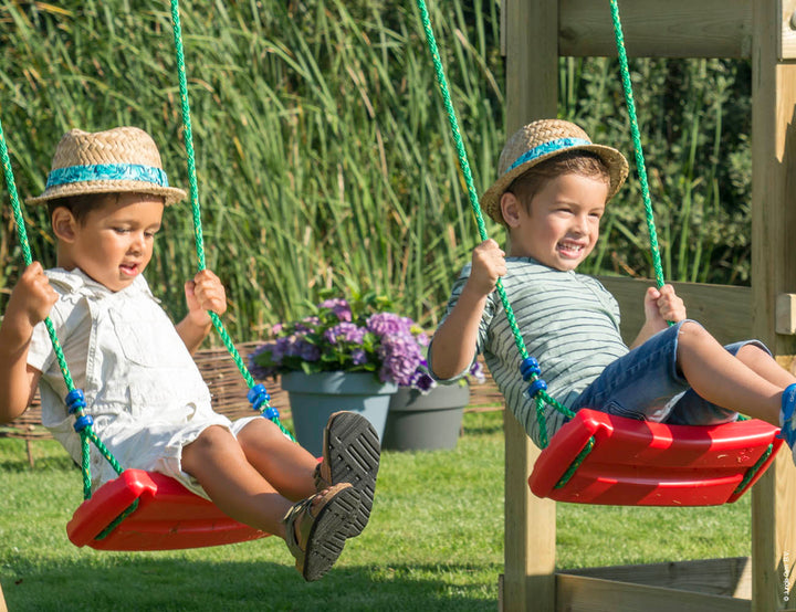 Jungle Cottage | Wooden climbing frame with swings & climbing net