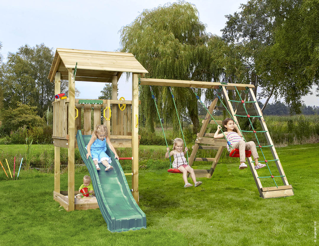 Jungle Casa | Wooden climbing frame with swings & climbing net