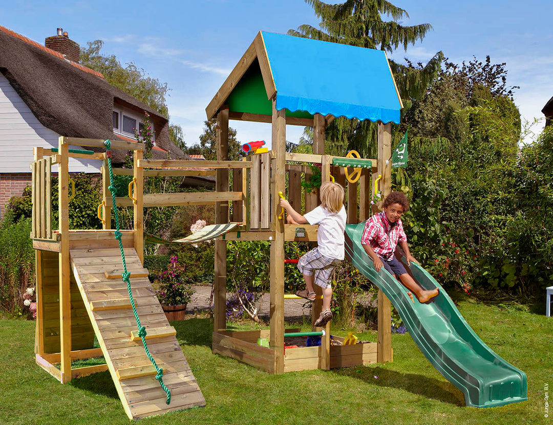 Jungle Home | Wooden climbing frame with slide & clatter bridge