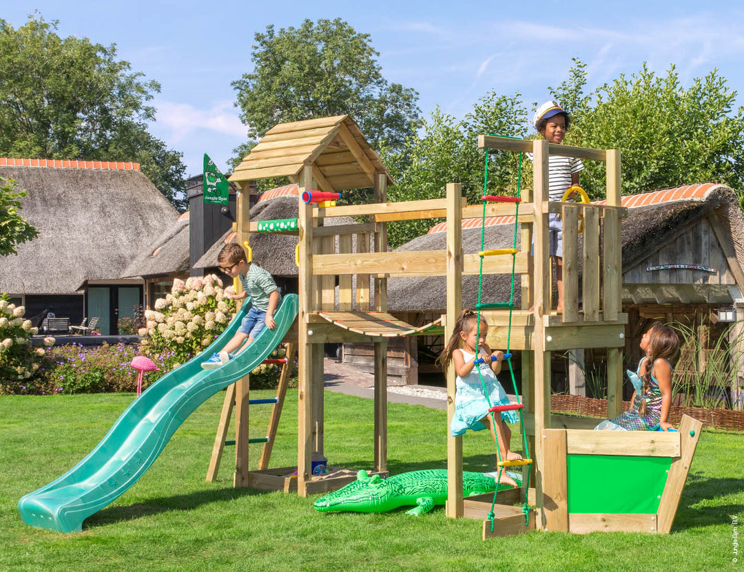 Jungle Voyager | Wooden climbing frame with slide & clatter bridge