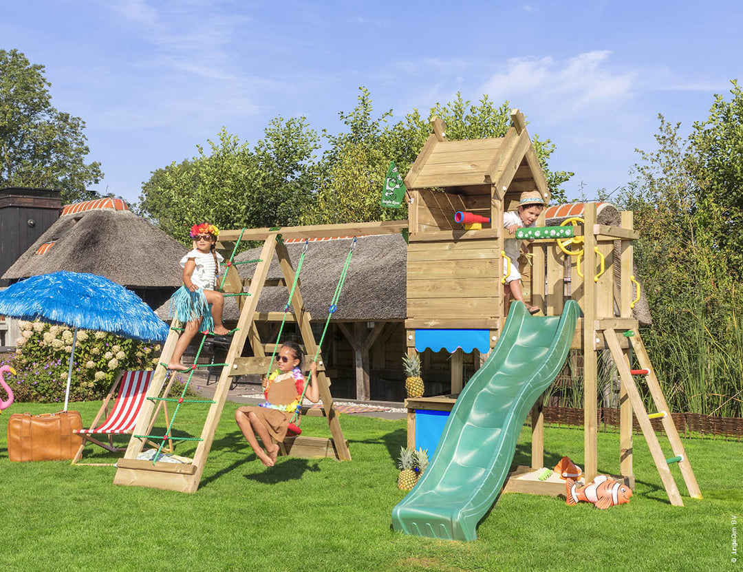 Jungle Resort | Tower playhouse with swing & climbing net